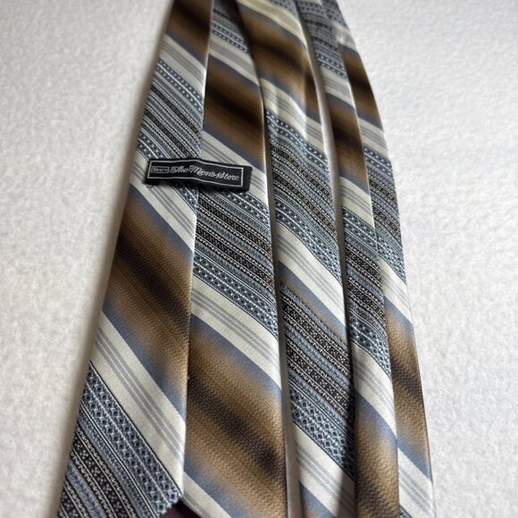 2 Vintage Sears The Men's Store Neck Tie Brown Blue Gold Tan - Picture 11 of 11